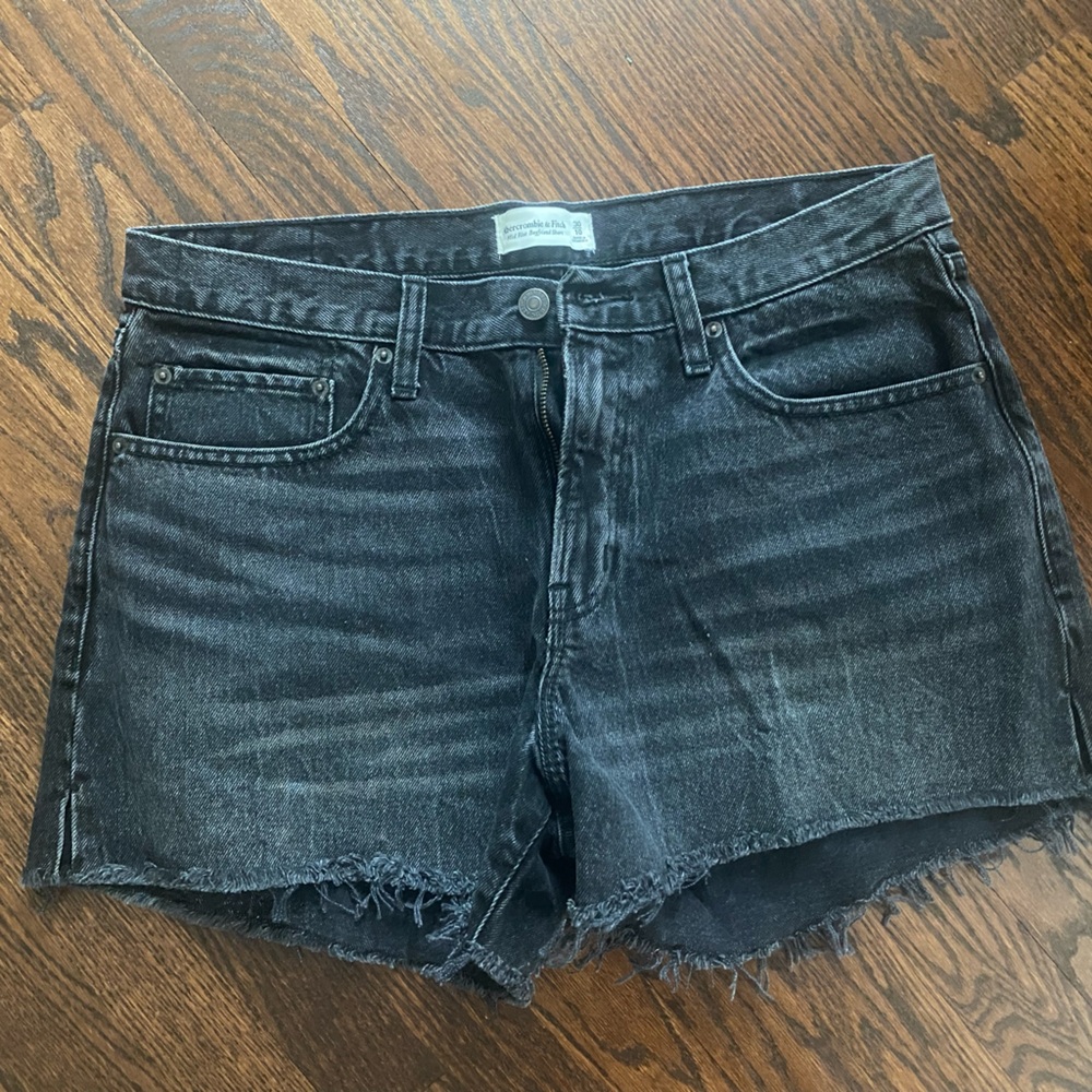 Abercrombie and Fitch High-Waist Washed Black Denim Cutoff Shorts NWOT